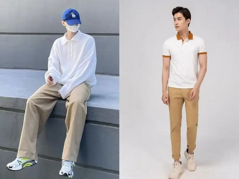 Bộ outfit quần kaki nam và áo polo giúp các chàng tự tin hơn mỗi khi xuống phố 