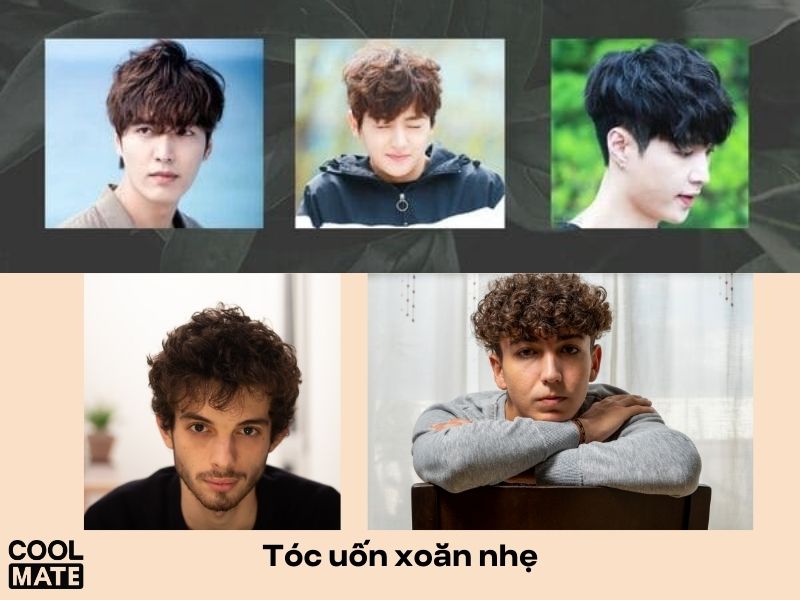 Kiểu tóc uốn xoăn nhẹ cho nam mặt gầy