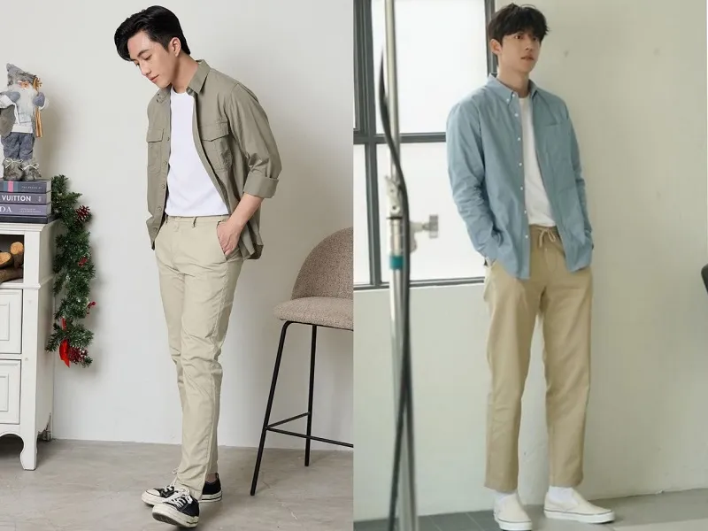 Áo đồng phục mix cùng khoác sơ mi sẽ mang đến cho bạn một bộ outfit nổi bật, đầy thú vị