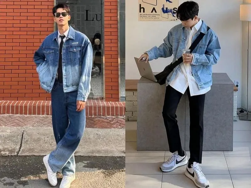 Cách phối đồ với áo đồng phục mà các chàng nhất định không thể qua chính là khoác denim