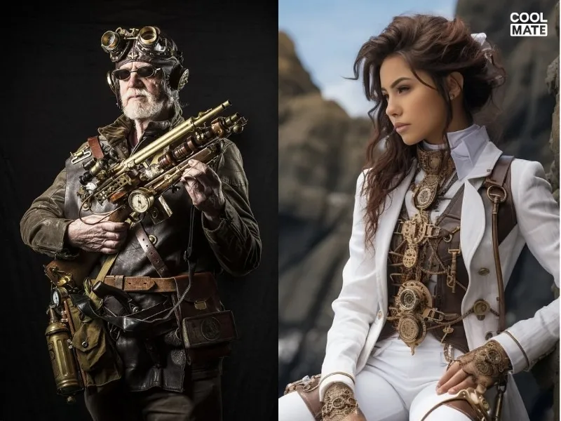 Trong phong cách Steampunk thường có họa tiết sắc nét như sọc đứng, sọc ngang, họa tiết kẻ caro