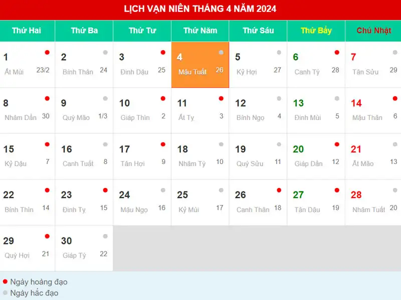 Lịch dương của Tết Thanh Minh 2024