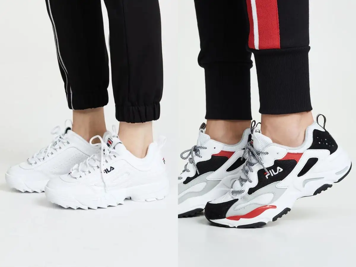 Fila Disruptor (trái) và Fila Ray Tracer (phải) - hai thiết kế giày nổi bật của Fila