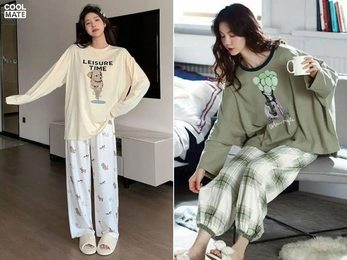 Đồ ngủ mùa đông cho nữ chất liệu cotton