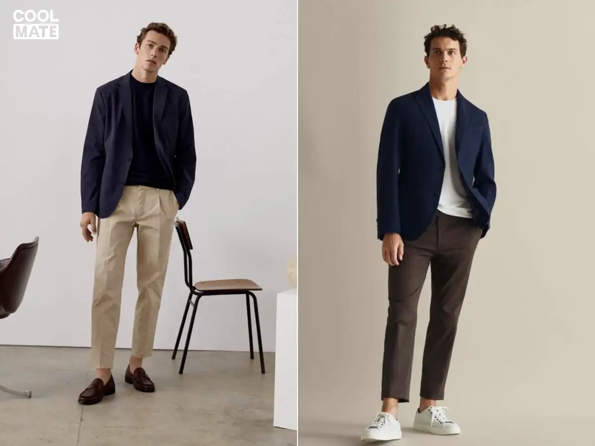  Phối quần kaki nam với áo blazer