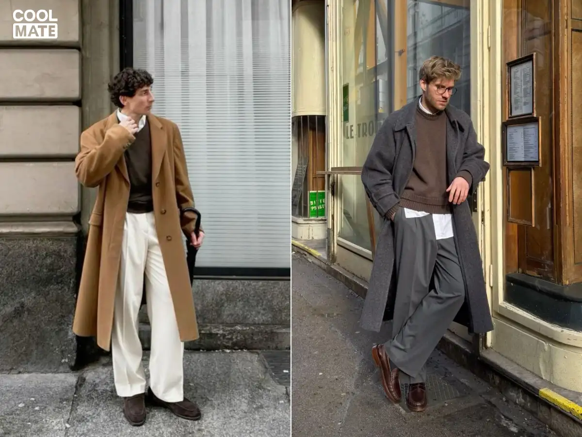 Phối quần kaki nam với áo khoác trench coat