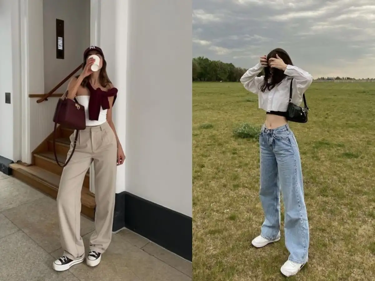 Phối quần jean và áo croptop