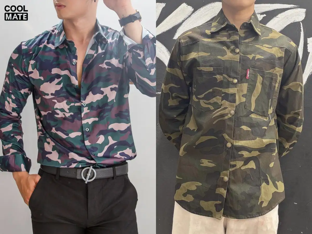 Áo sơ mi hoạ tiết camo