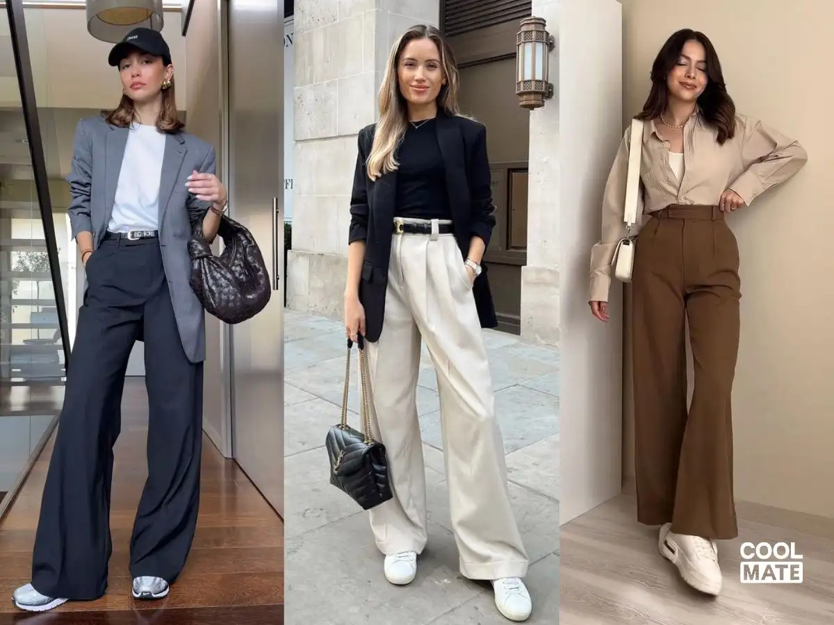 Phối đồ với giày thể thao nữ theo phong cách business casual