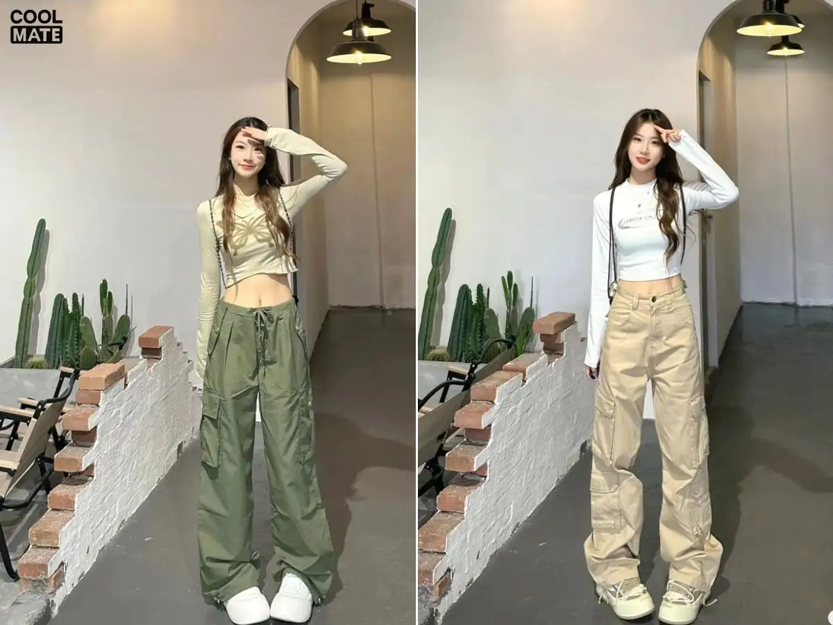 Phối đồ với quần jogger túi hộp và áo croptop ôm sát