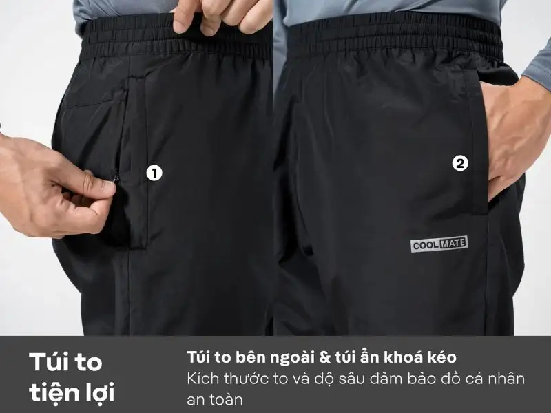 Thiết kế hiện đại với túi ẩn khoá kéo