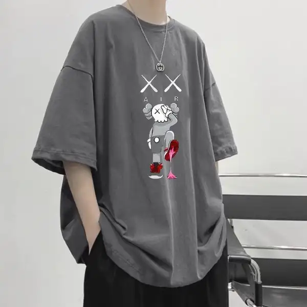 Áo thun oversize tay lỡ in hình cá tính