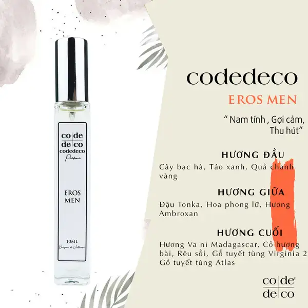 Giá hợp túi tiền lại lưu hương tới 12h - Eros Men Code Deco. Nguồn: Code Deco