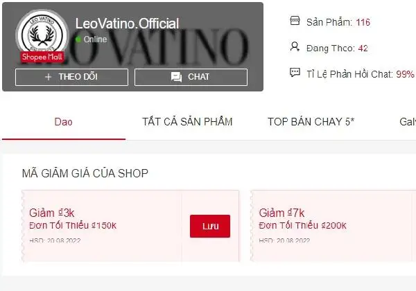 Kênh chính của LeoVatino trên Shopee