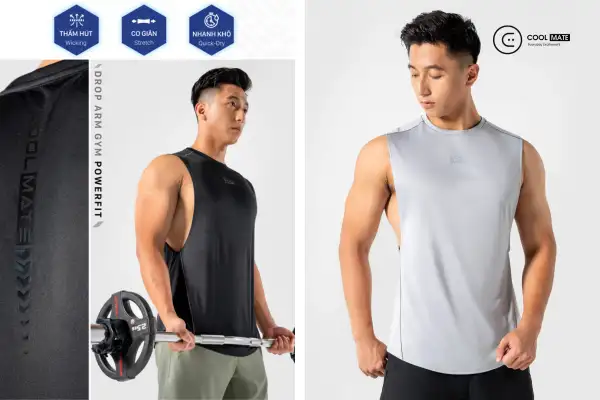 Áo ba lỗ tập gym Drop Arm Gym Powerfit