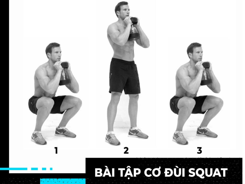 Cách hít thở khi tập gym ở cơ đùi là anh em giữ lấy hơi đó rồi thực hiện động tác cúi người xuống và bật lên cùng với thở ra