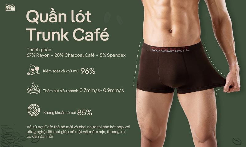 Quần lót nam Trunk Cafe khử mùi dài lâu, mang đến sự thoải mái và tự tin cho người mặc.