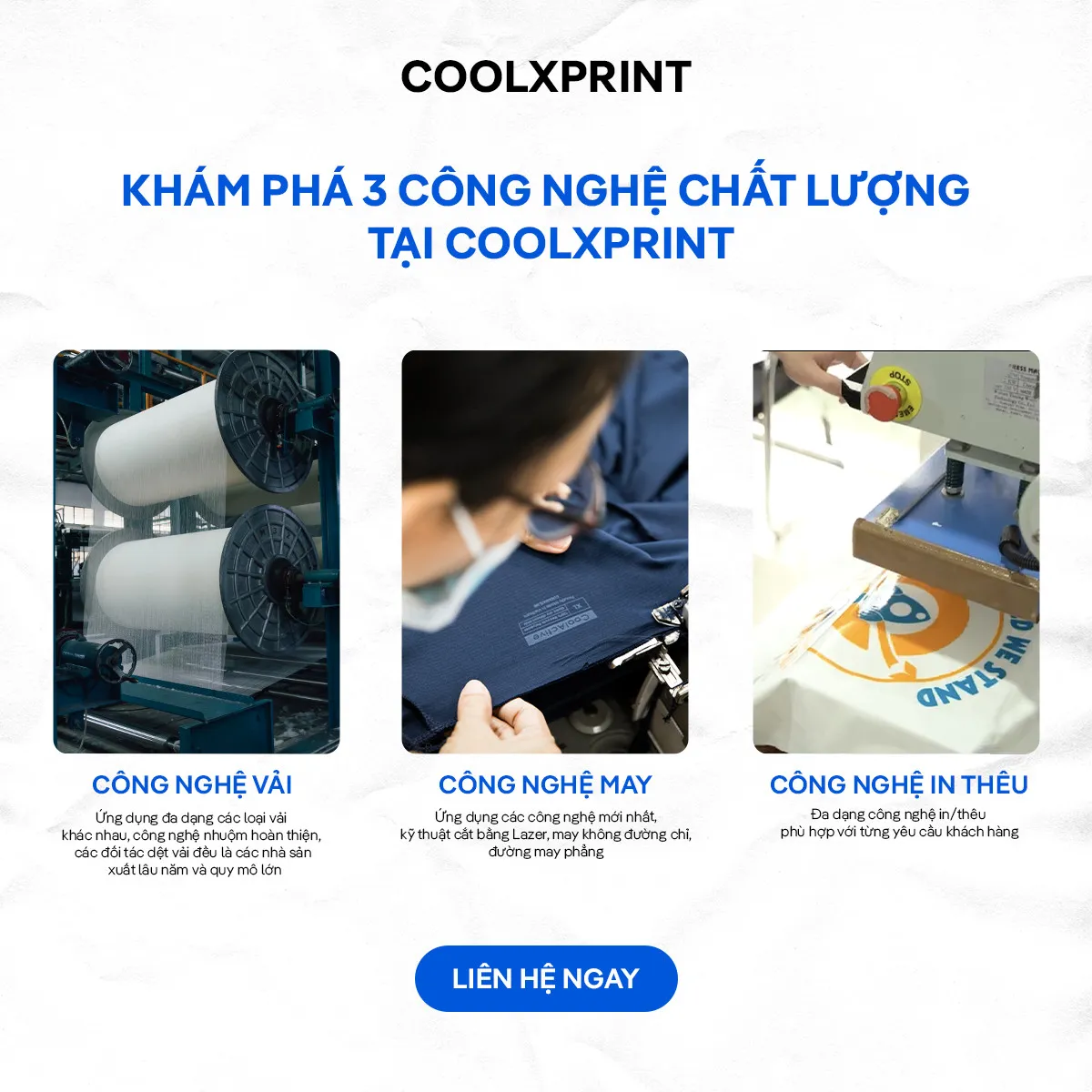 Công nghệ in ấn và thêu logo, hình trên áo của CoolxPrint