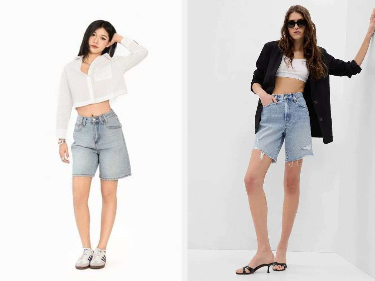 Quần short jean được mix cùng các phụ kiện tạo nên vẻ cá tính