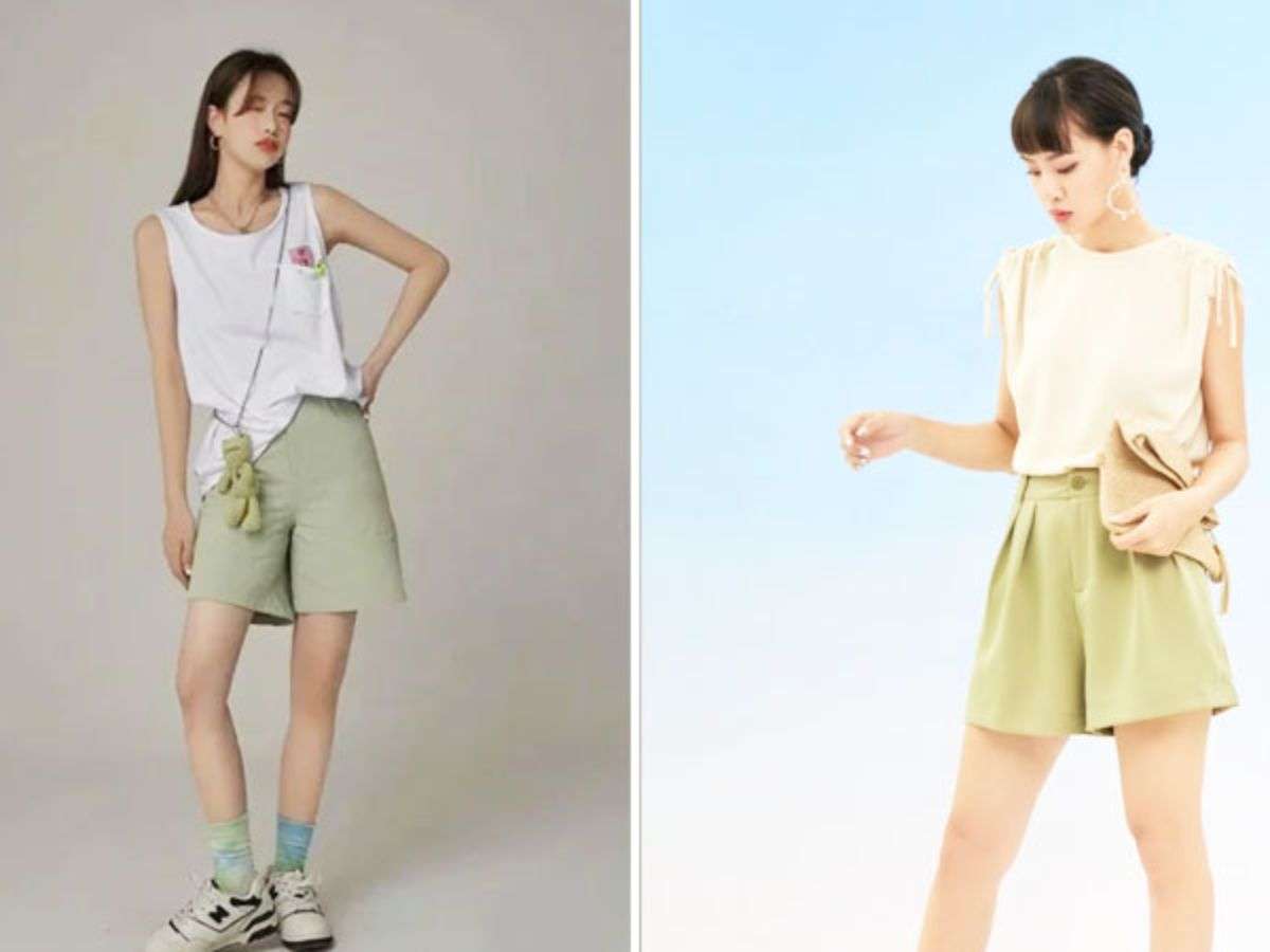 Để có một bộ đồ thể thao năng động, bạn có thể phối quần short thể thao ngắn với áo tank top và giày chạy bộ