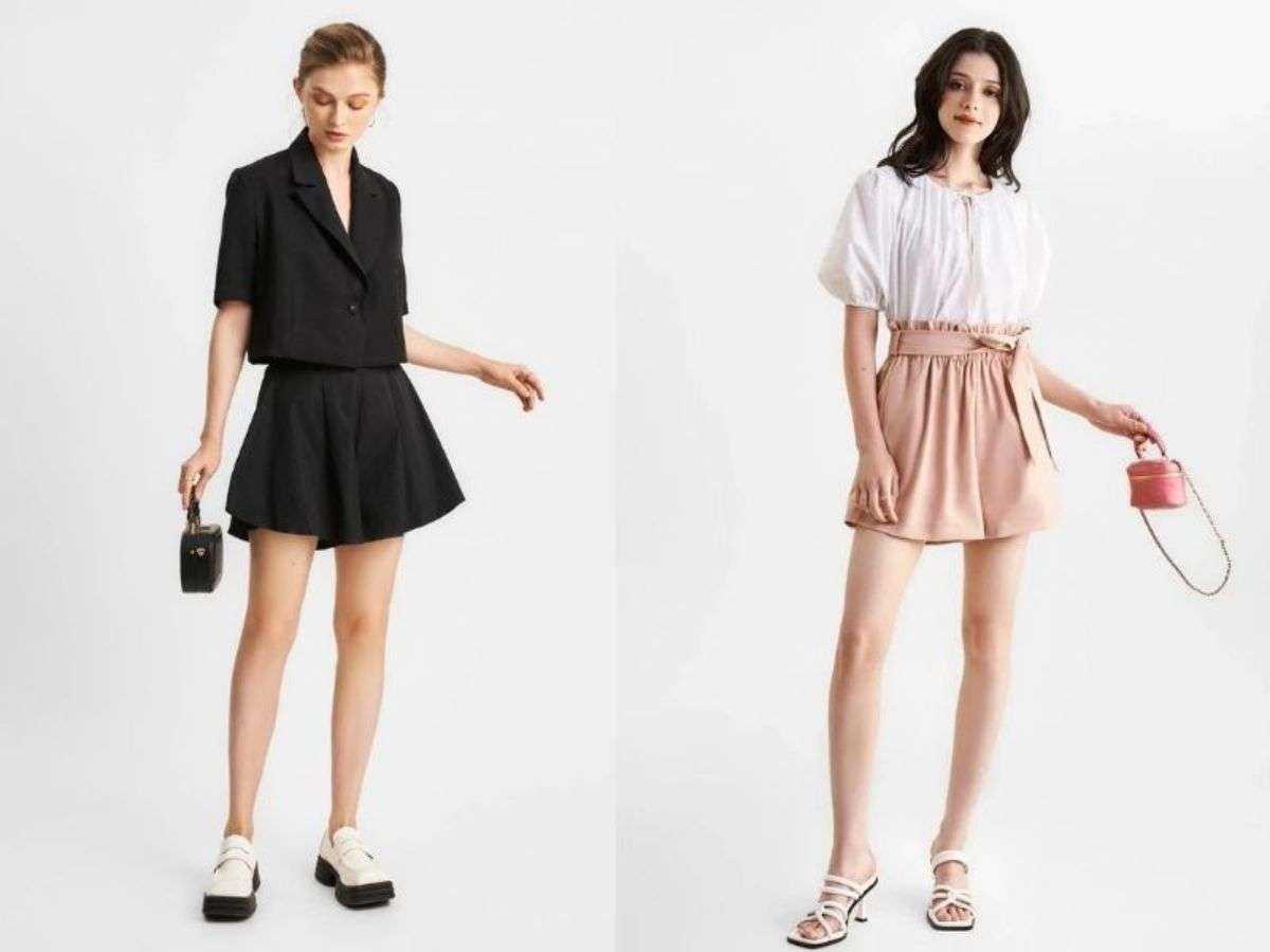 Quần short dáng chữ A hoặc có họa tiết ở phần hông giúp nàng cân đối tỷ lệ cơ thể