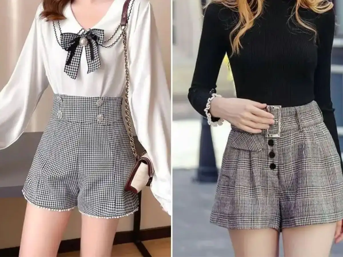 Quần short kaki có hoa văn tạo nên vẻ nữ tính cho người mặc  