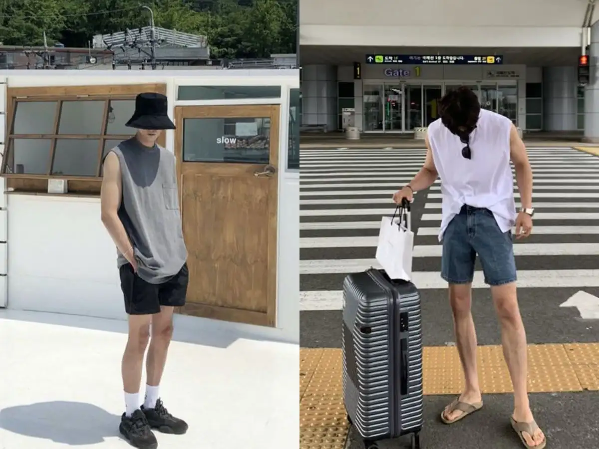Phối quần short và áo thun ba lỗ cho nam gầy