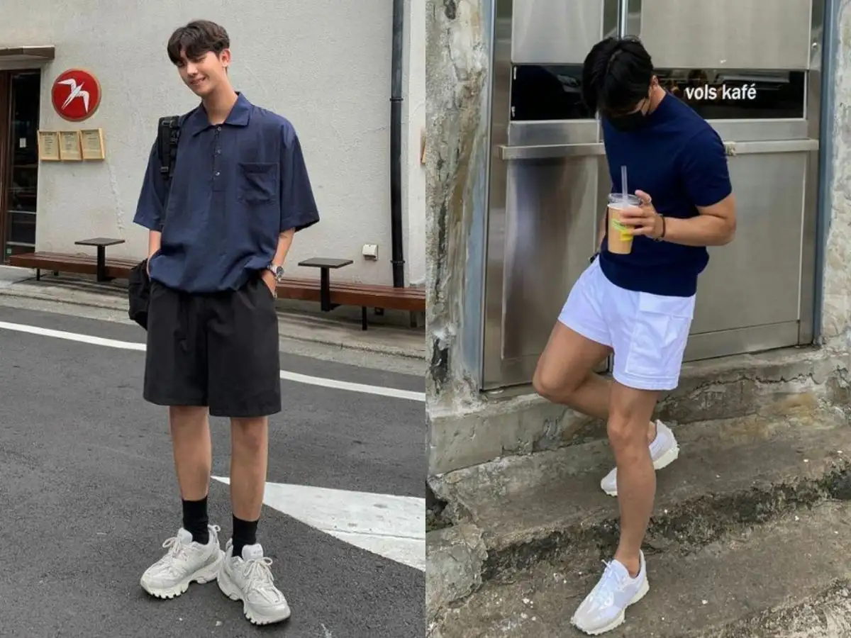 Phối quần short và áo thun cho người gầy