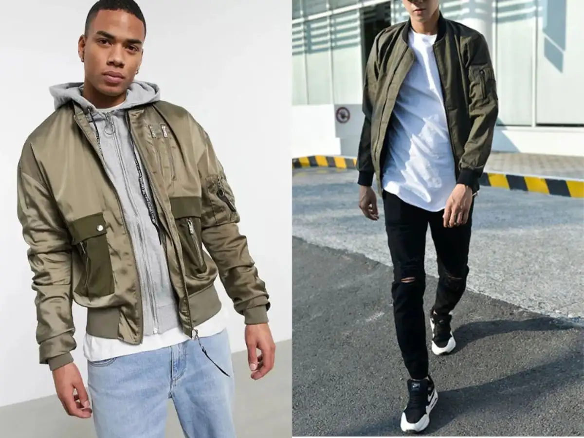 Outfit cá tính với bomber jacket và quần jean baggy đậm chất đường phố