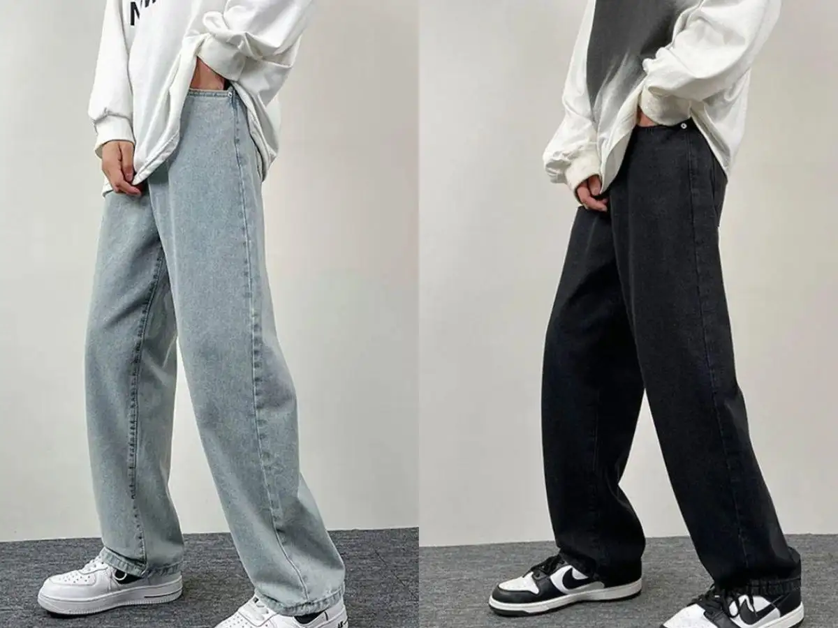 Quần baggy jean được thiết kế với ống quần rộng tạo cảm giác thoải mái khi mặc