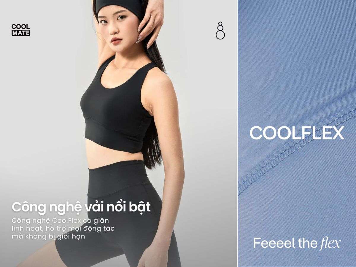Các sản phẩm áo tập Yoga & Pilates nữ của Coolmate được ứng dụng công nghệ hiện đại