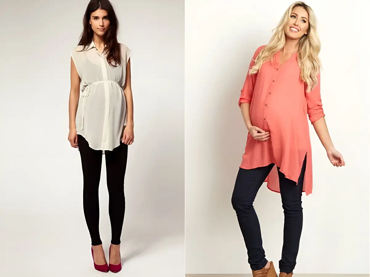 Áo sơ mi form rộng cùng quần legging