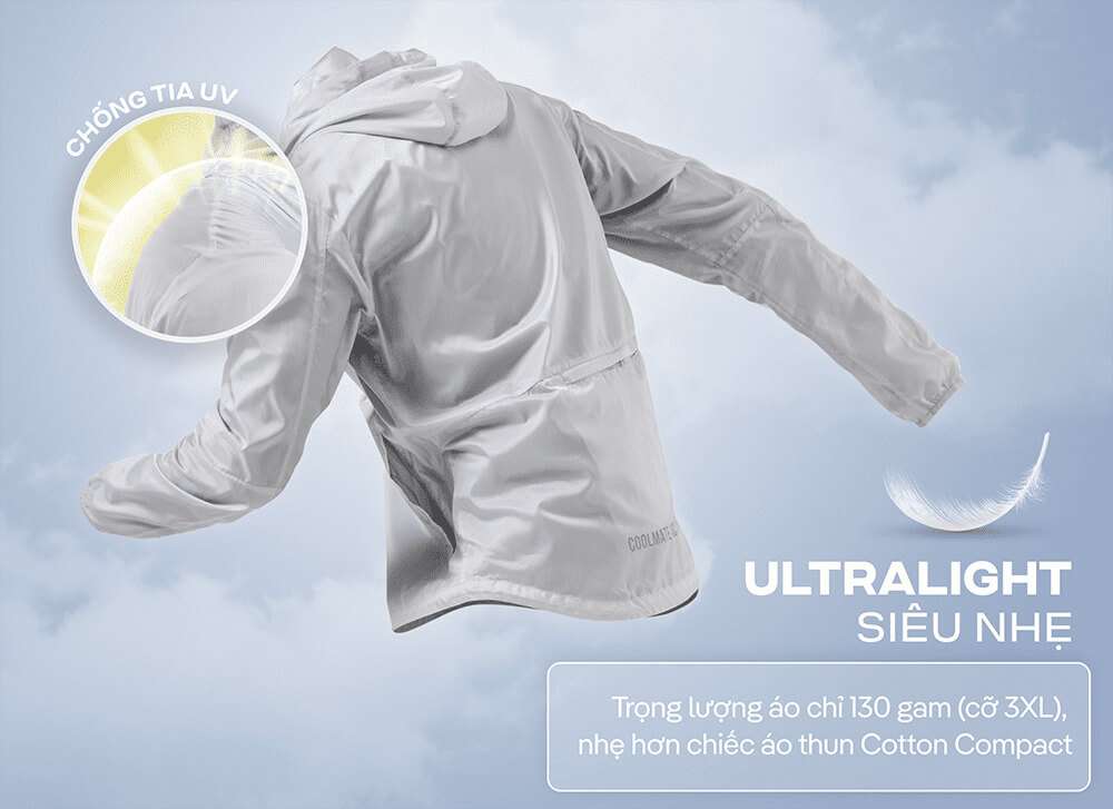 Áo khoác chạy bộ Coolmate siêu nhẹ chỉ 130g