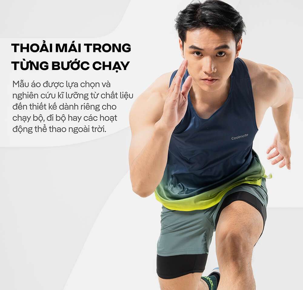 Áo singlet chạy bộ Coolmate mang lại sự thoải mái trong từng bước chạy