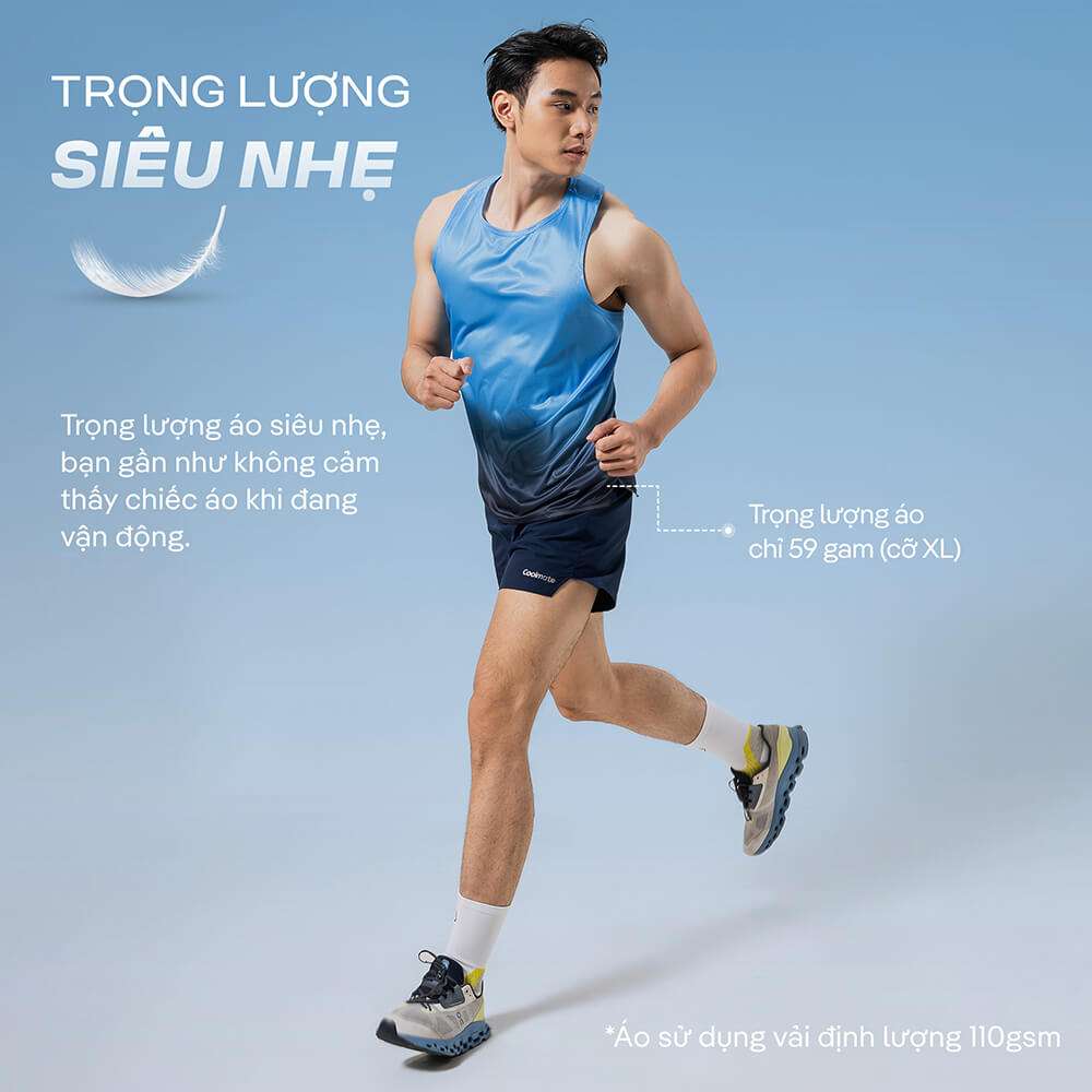 Áo singlet chạy bộ nam siêu nhẹ chỉ 59g
