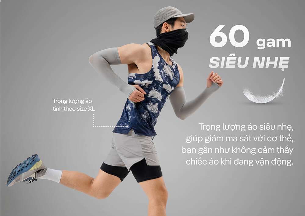 Áo singlet siêu nhẹ chỉ 60g, mang lại cảm giác thoải mái khi vận động