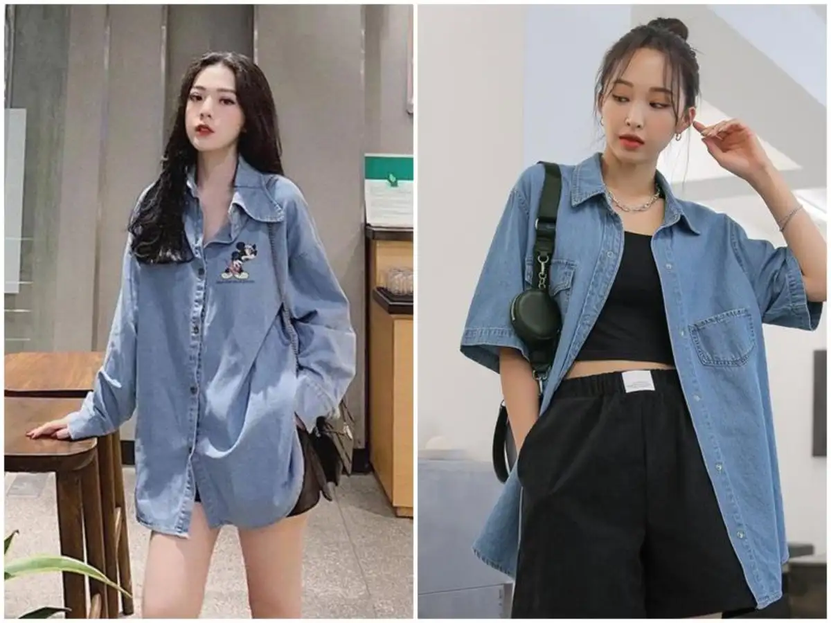 Áo sơ mi denim và quần short denim- sự lựa chọn táo bạo và đầy cá tính