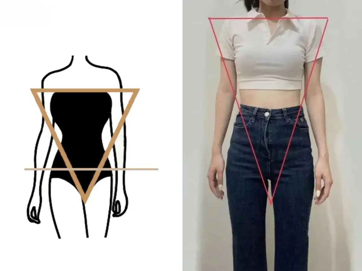 Áo sơ mi dáng rộng, tay dài kết hợp cùng quần short có điểm nhấn ở eo cân bằng phần vai rộng cho dáng người tam giác ngược