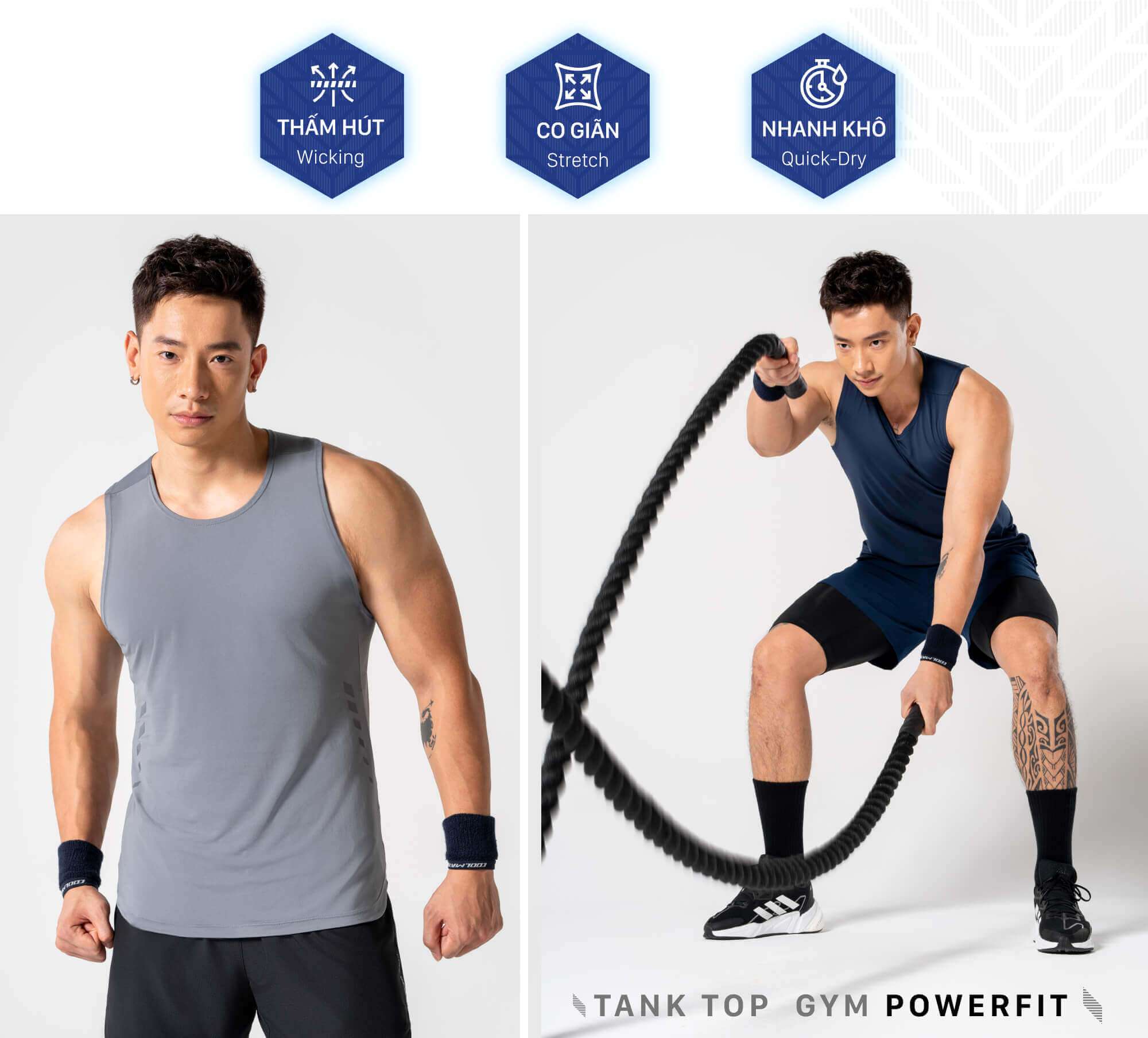 Áo Tanktop Nam Gym Powerfit - Co Giãn Tối Đa, Khô Thoáng Bất Ngờ Từ Coolmate