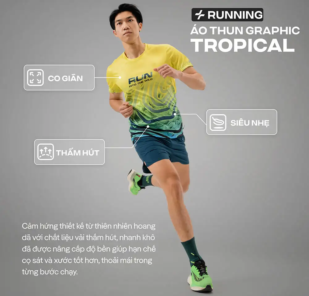 Áo Thun Chạy Bộ Graphic Tropical Bứt Phá Giới Hạn, Chinh Phục Đường Đua