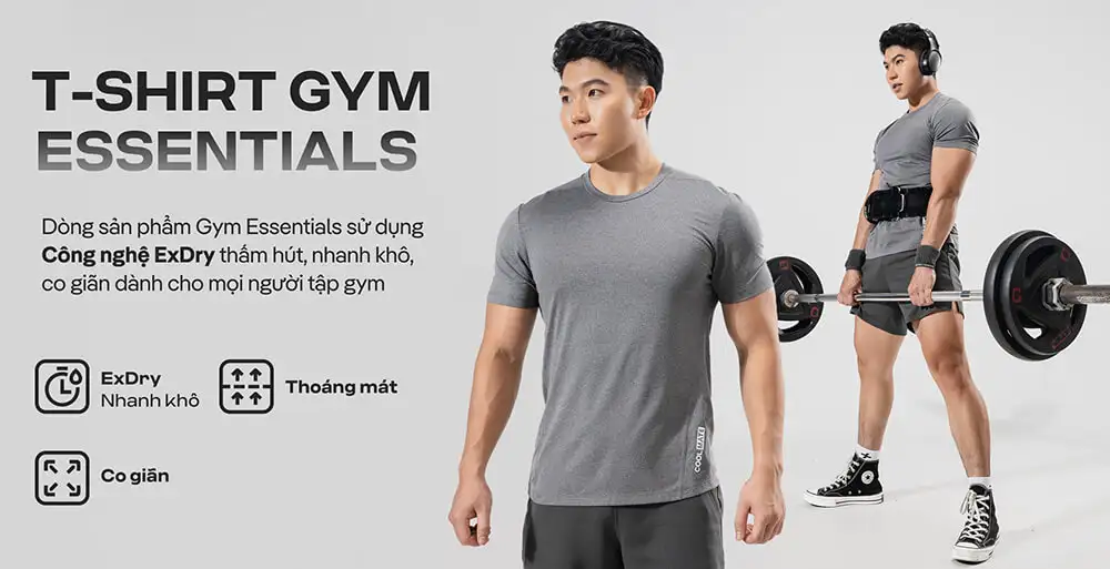 Áo Thun Gym Essentials I nhanh khô, thoáng mát và co giãn cho buổi tập thêm hiệu quả đến từ Coolmate