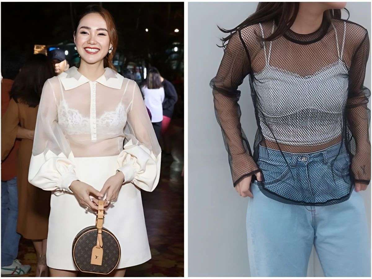  Áo lưới giúp tiết chế sự sexy từ bra ren, tạo nên vẻ ngoài vừa tinh tế vừa nổi bật