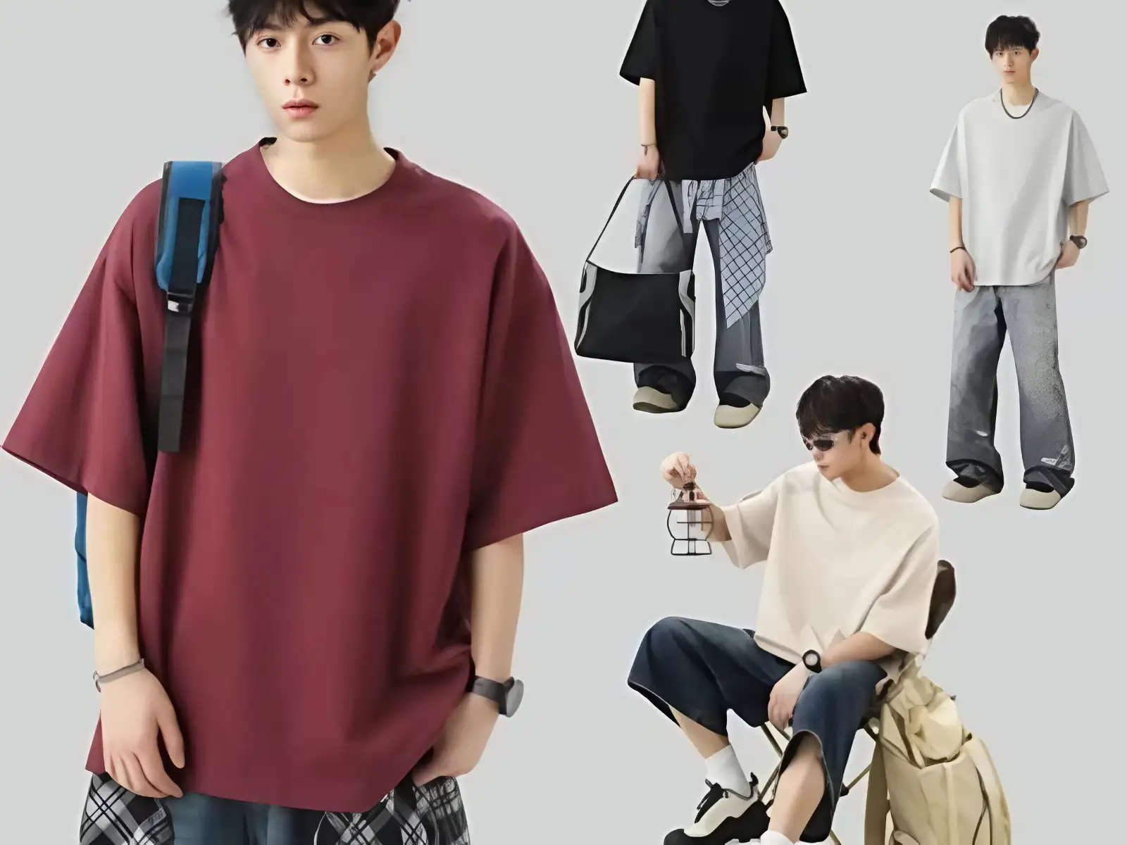 Sét quần jean graphic + Áo thun oversize trắng + Sneaker.