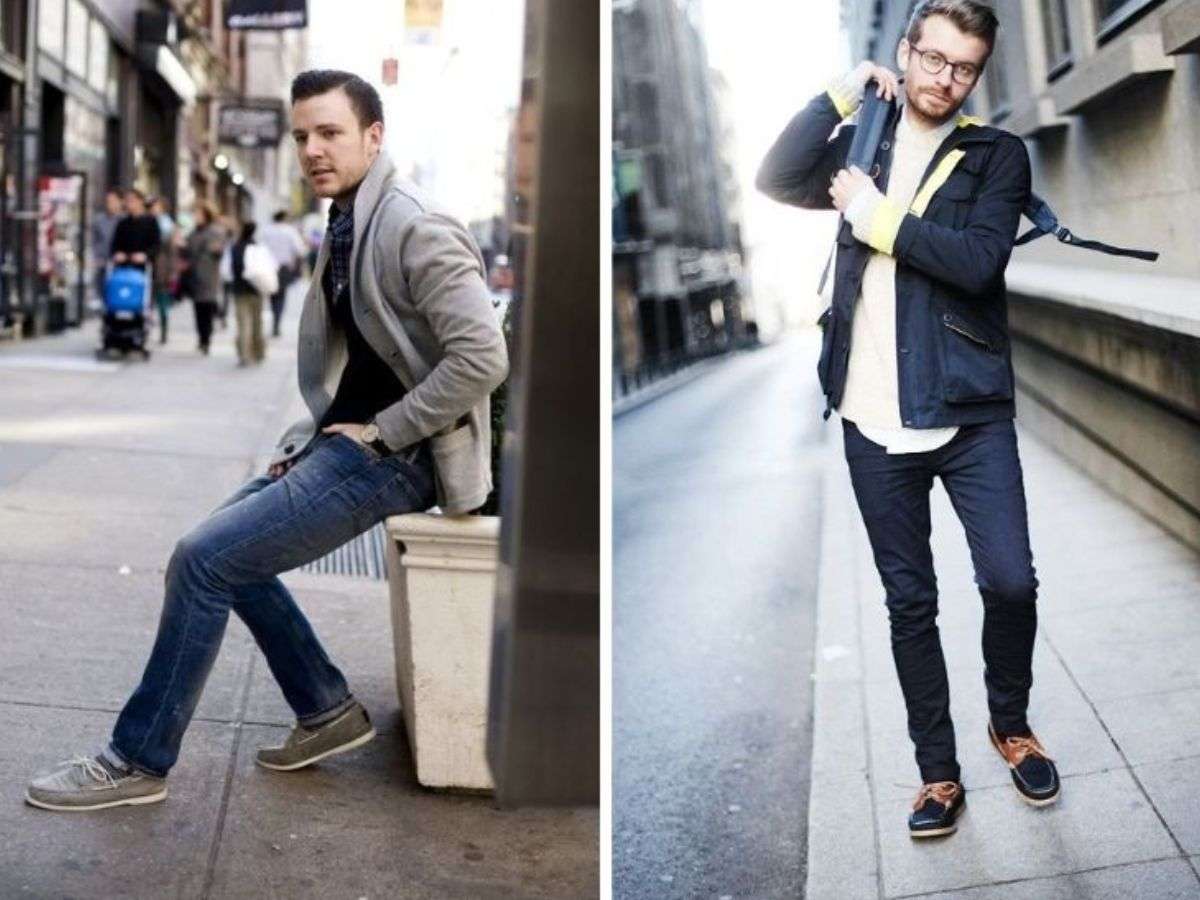 Giày lười (loafers) + quần jeans nam lưng thun
