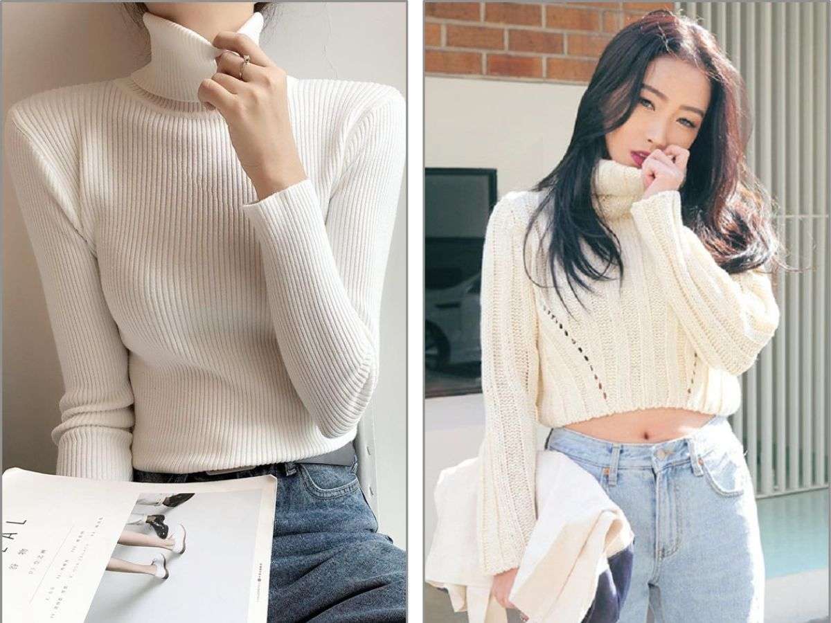 Áo len cổ lọ và áo len croptop