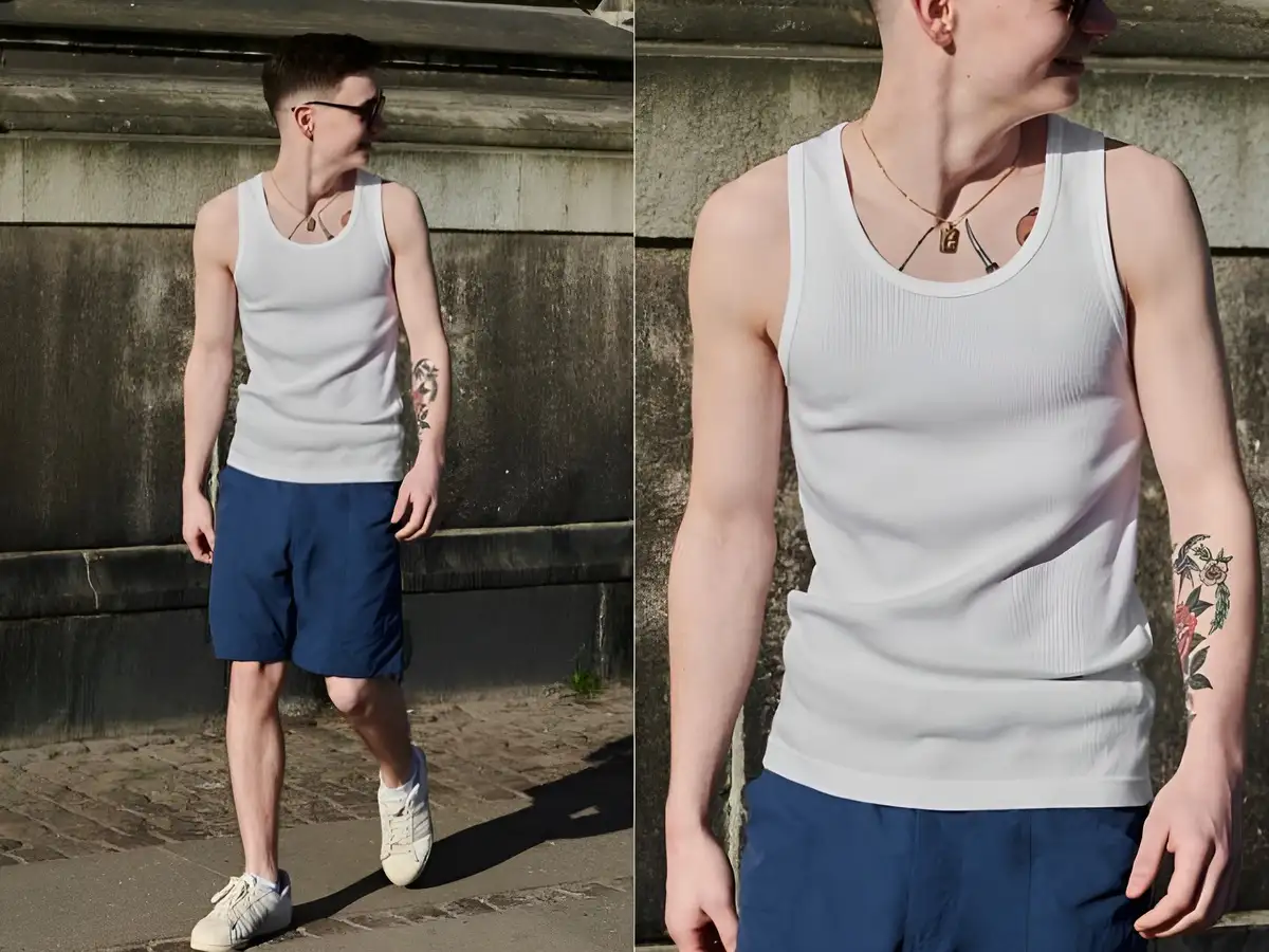 Phối áo tank top với quần short đi dạo phố