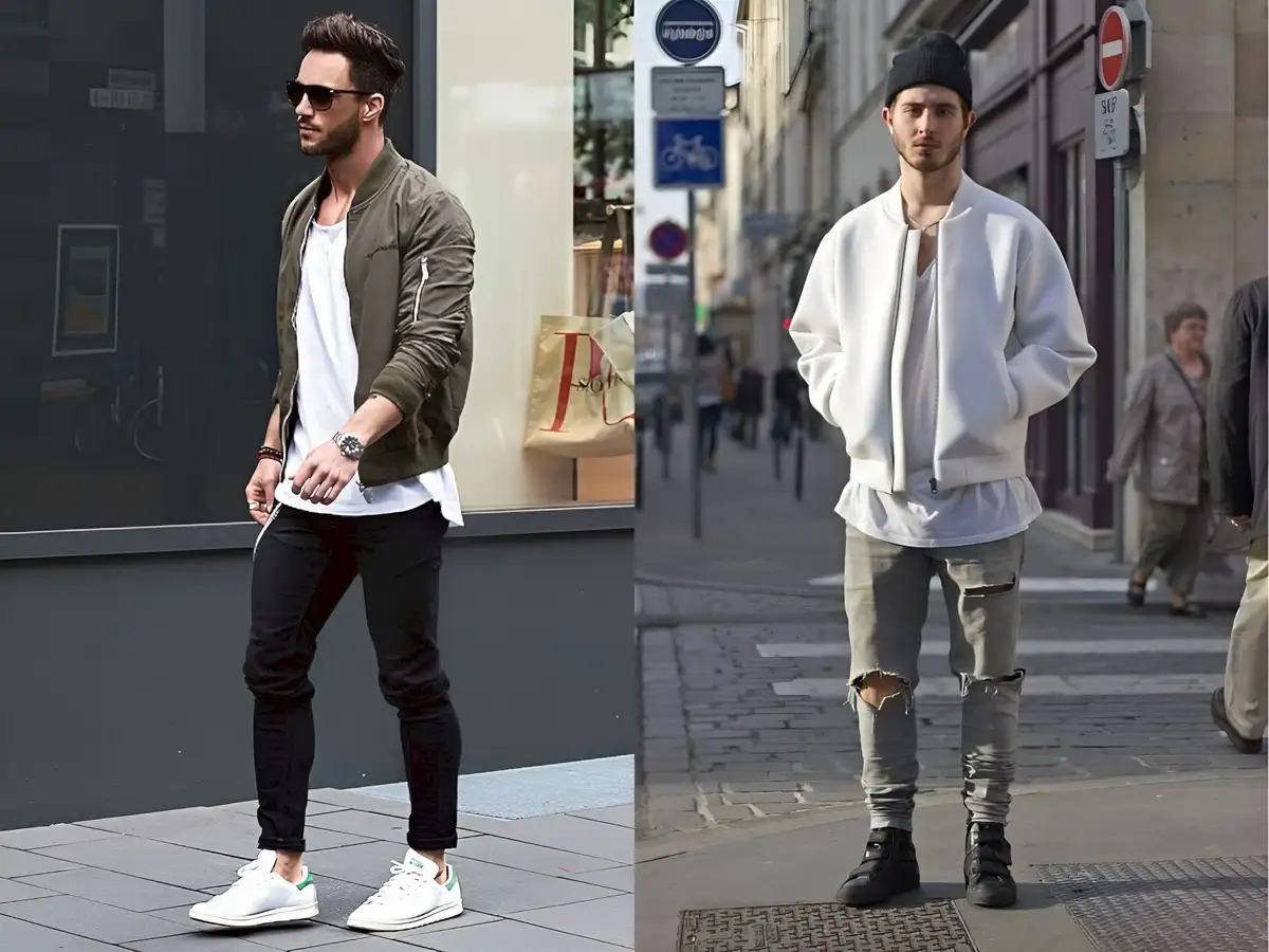 Layering áo tanktop với áo khoác bomber