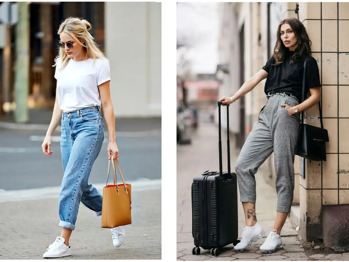 Quần baggy kết hợp với áo thun giúp bạn có phong cách năng động