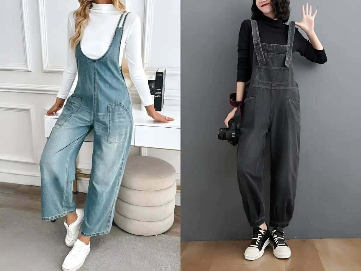 Áo giữ nhiệt cổ lọ cùng quần yếm dễ thương