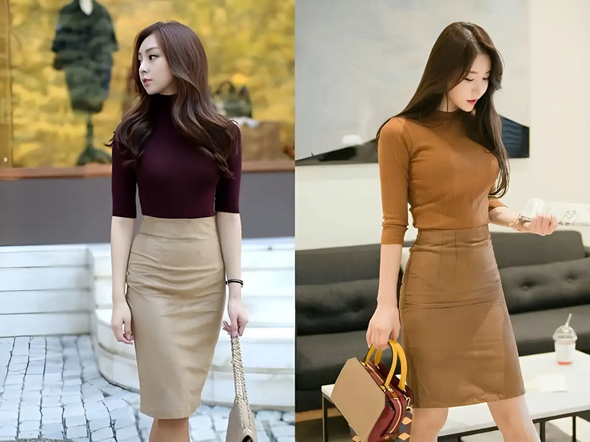 Phối áo giữ nhiệt với chân váy bút chì chuyên nghiệp